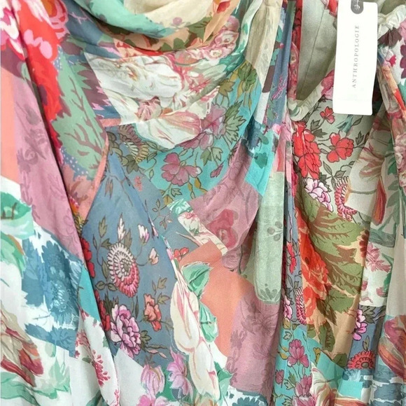 NWT Anthropologie Chiffon Floral Smock Cottagecore Midi Dress Size Medium - Picture 9 of 9